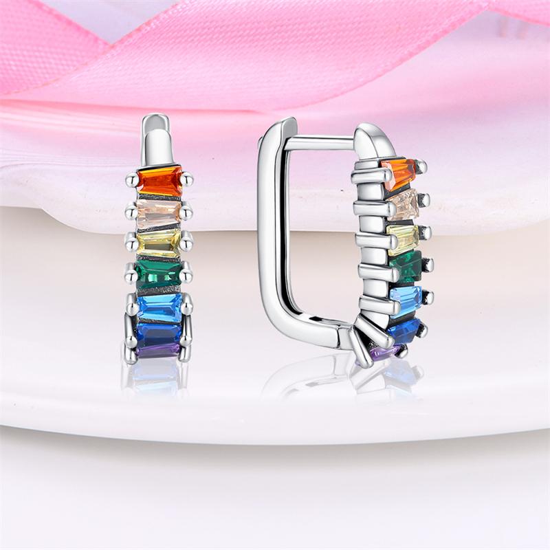 Colored zircon Earrings for Women Girls Trendy Fashion Jewelry High Quality Dainty Elegant Gift