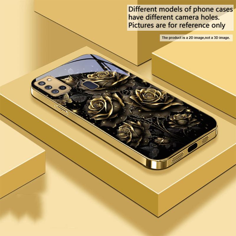 Jewel like brilliance For Samsung A 31 32 A33 A34 35 14 A15 13 16 25 26 50 52 53 54 55 56 70 71 72 73 Golden glass phone case