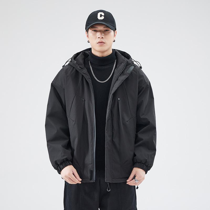 

Men s Winter Hooded Thick Cotton Jacket: Warm & Fashionable Plus-Size Workwear Coat M чорний