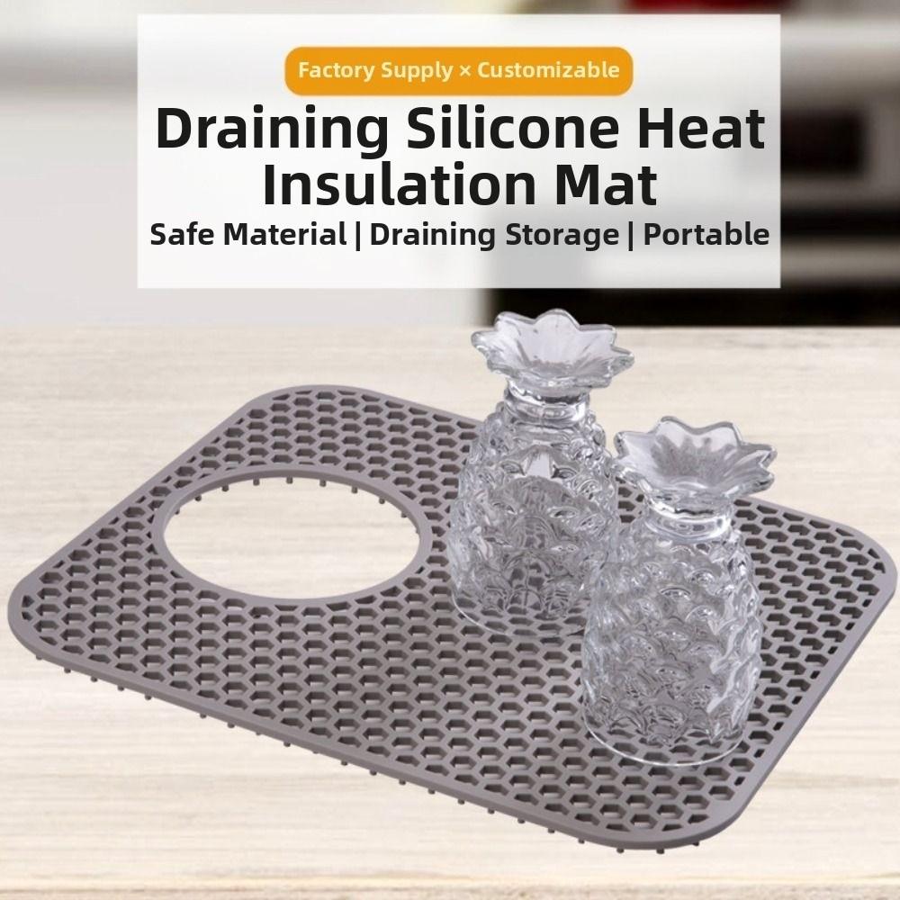 Grid Silicone Hollow Drainage Mat Silicone Sink Mat  for Bottom of Stainless Steel Sink