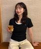 HANGTEN Women'S Slim Fit Whale Cardigan Layered Short Sleeve T-Shirt_3Colors(10570-131-498-69)