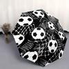 This Folding Umbrella Showcases a Design with Black And White Soccer Balls, Net Motifs, And Energetic Abstract Lines. It'S Per