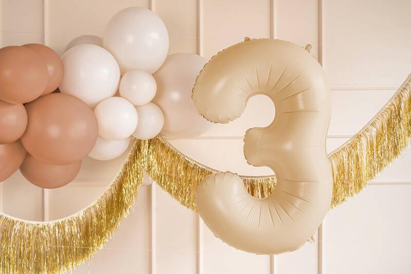 Balon Foliowy Cyfra 3, 72Cm, Beżowa, Kremowa