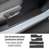 Suede For Volvo EX30 2023 2024 2025 2026 pu leather/carbon texture Car Threshold Door Protective Strip Anti-kick Protect Sticker.