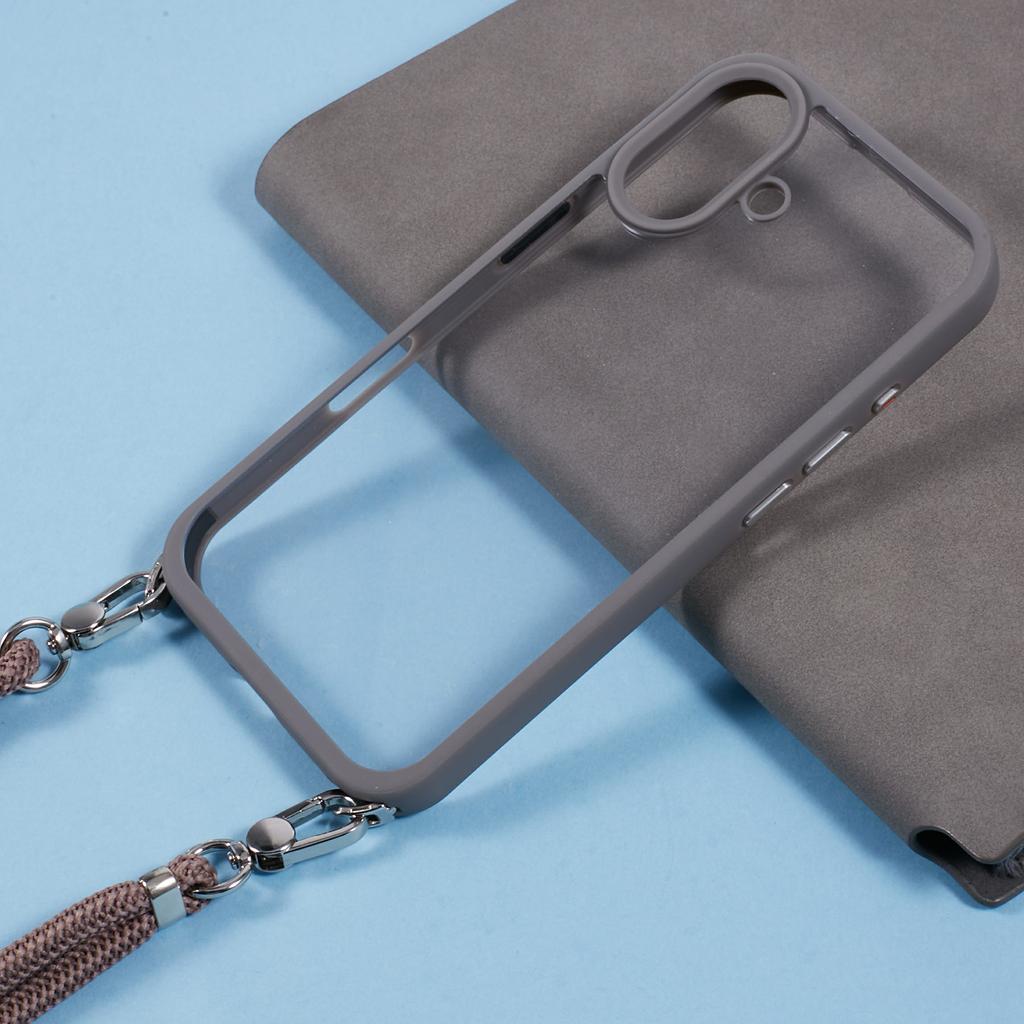 For iPhone 16 Plus Case TPU+PC Crystal Clear Back Cover with Lanyard
