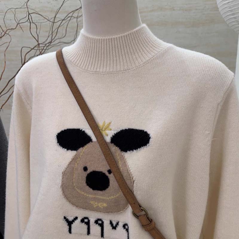 Pullover für Damen Herbst Winter Verdickt Warm Gestrickt Dehnbar Langarm Rollkragen Oberteile