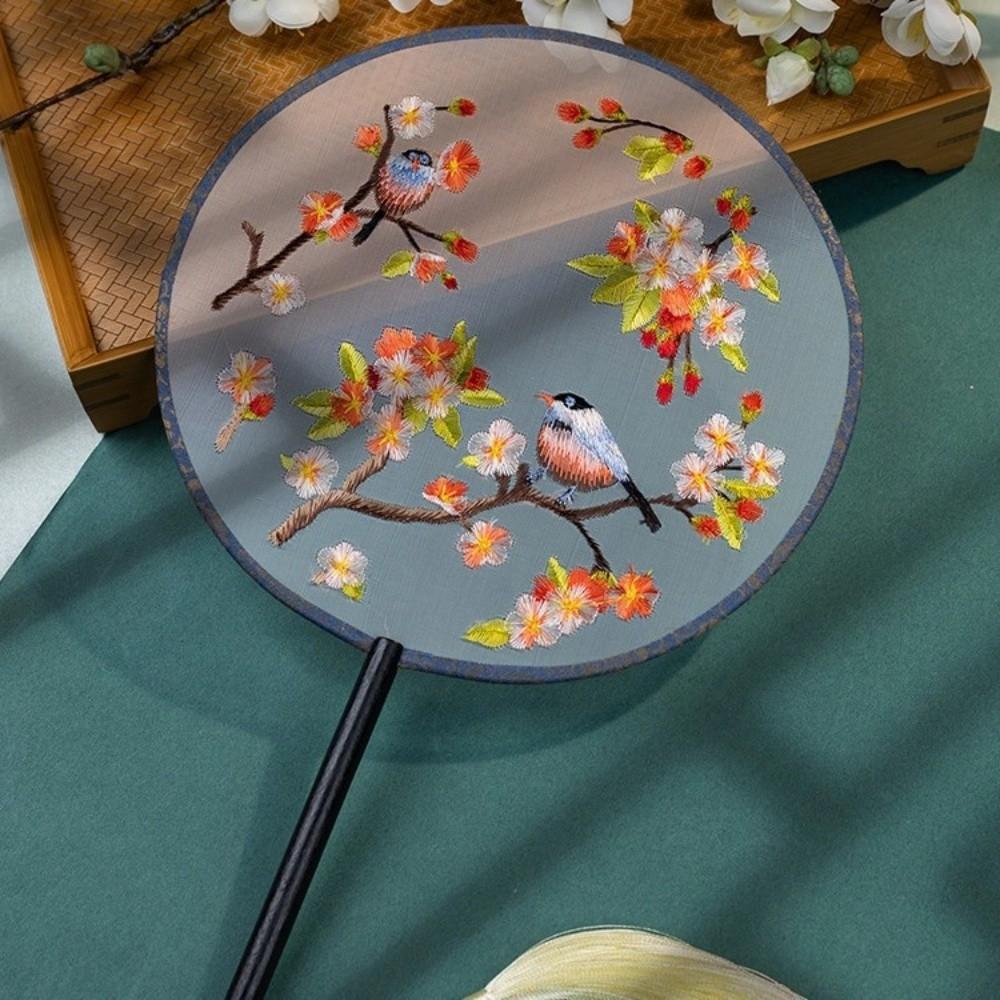 Handheld Silk Fan Floral Pattern Tuan Fan Group Fan Chinese Style Embroidery Fan  Home Decor