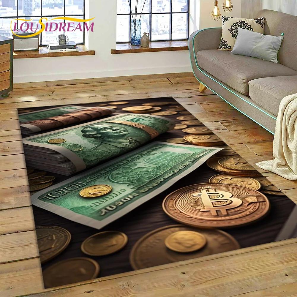דולר אירו פאונד כסף עשיר שטיח אזור מצויר, שטיח שטיח לסלון ביתי חדר שינה ספה קישוט שטיחון כניסה, שטיח רצפה מונע החלקה לילדים