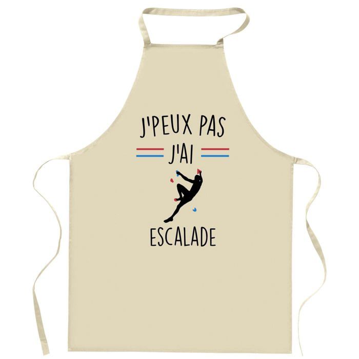 Tablier de cuisine - Escalade «J'peux pas» - Impression bretonne - Coton épais résistant - Fabrication en France