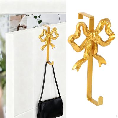 Bow Over The Door Hook Wreath Space Saving Hanger Decorative Holder for Dorm Bathroom Kitchen