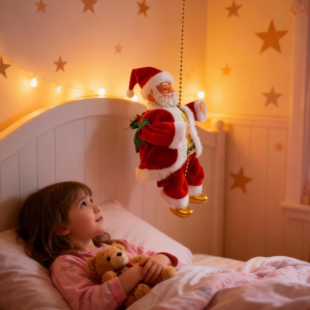 Climbing Santa On Rope Holiday Electric Decoration With Music Musical Santa Climbing Rope For Outdoor Indoor Porch Window Roof