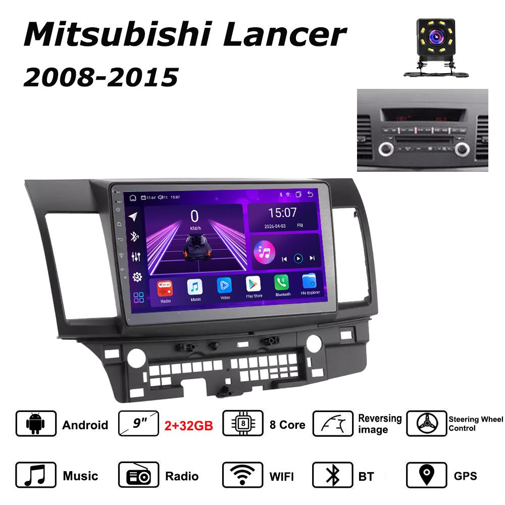 

Android Car-Play Car Radio For Mitsubishi Lancer 2008-2015 Multimedia Player Head Unit Stereo GPS Navigation BT WIFI,8 CORE ,2+32GB A чорний