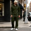 Men's Warm Lined Hoodie and Wide Leg Cargo Pants Set, Casual Relaxed Fit for Outdoor Sports