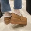 Fashion Women Thick Sole Snow Sneakers New Winter Slip-on Plush Warm Cotton Shoes Woman Outdoor Non Slip Fluffy Platform Fur Shoes 7.5CM