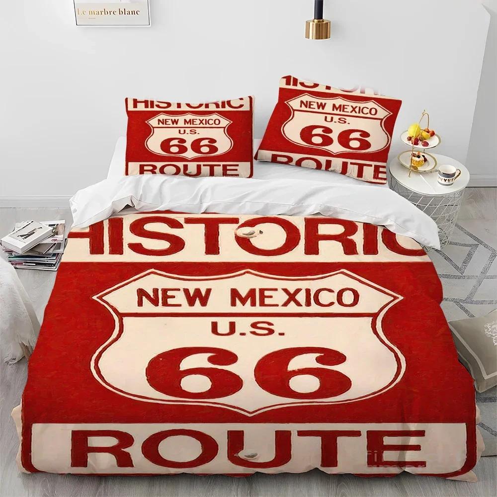 Historic Route 66,Mother Road Comfortable Duvet Quilt Cover Pillowcase Bedding Set Children Bedroom Decoration Home Textile