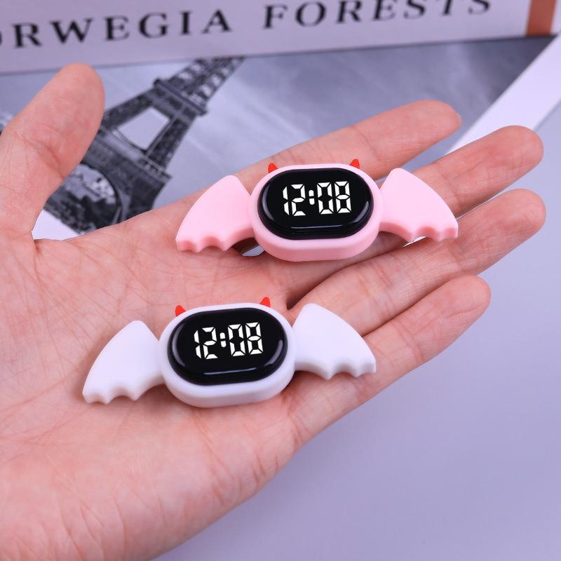 Cute Cartoon LED Digital Electronic Watch Night Light Keychain Pocket Watch Creative Mini Hanging Watches Students Gifts