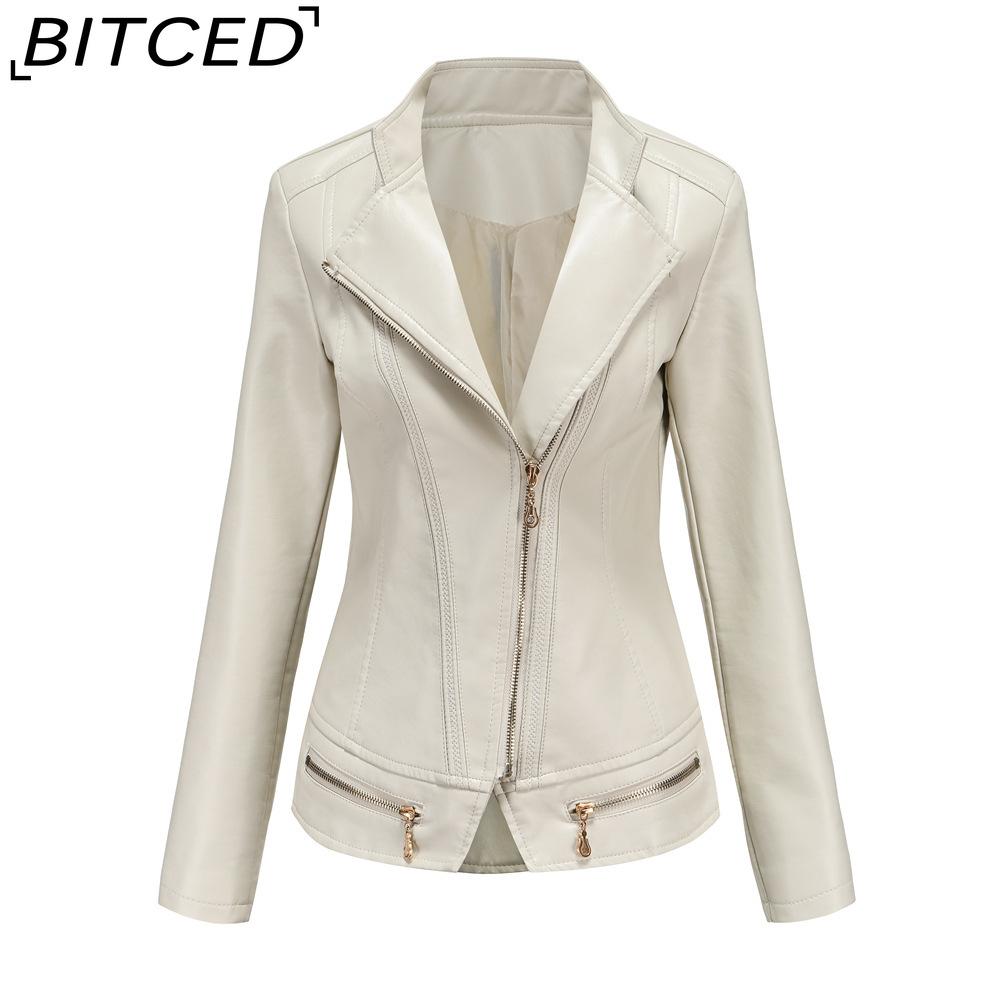 BITCED Women's Spring/Autumn Fashion PU Leather Jacket - Lightweight Spring/Autumn Short Jacket for Women S-4XL Casual Wear - Chic Style
