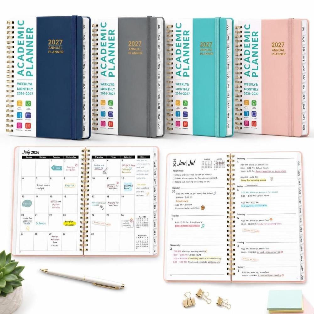 A5 Academic Planner Book Spiral Binding Planner Book Portable Agenda Notebook Students