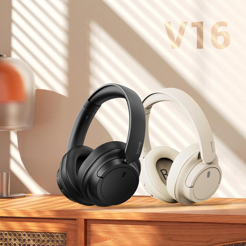 SuperEQ V16 Wireless Headphones 40mm 90 Hours Lightweight Foldable Supports Multipoint Connection Bluetooth5.3, Hi-Fi Driver, Playtime, Bass/Pop Mode,