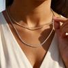 Stainless Steel Tennis Necklace for Women 2mm Cubic Zirconia Choker Chain Bridal Wedding Luxury Party Jewelry