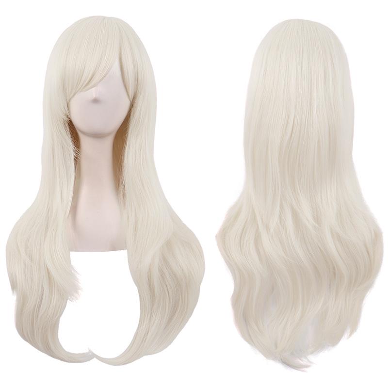 Long Curly Cosplay Wig for Women - 70cm, Gold/Pink/Blue, Realistic Full Wig with Headband