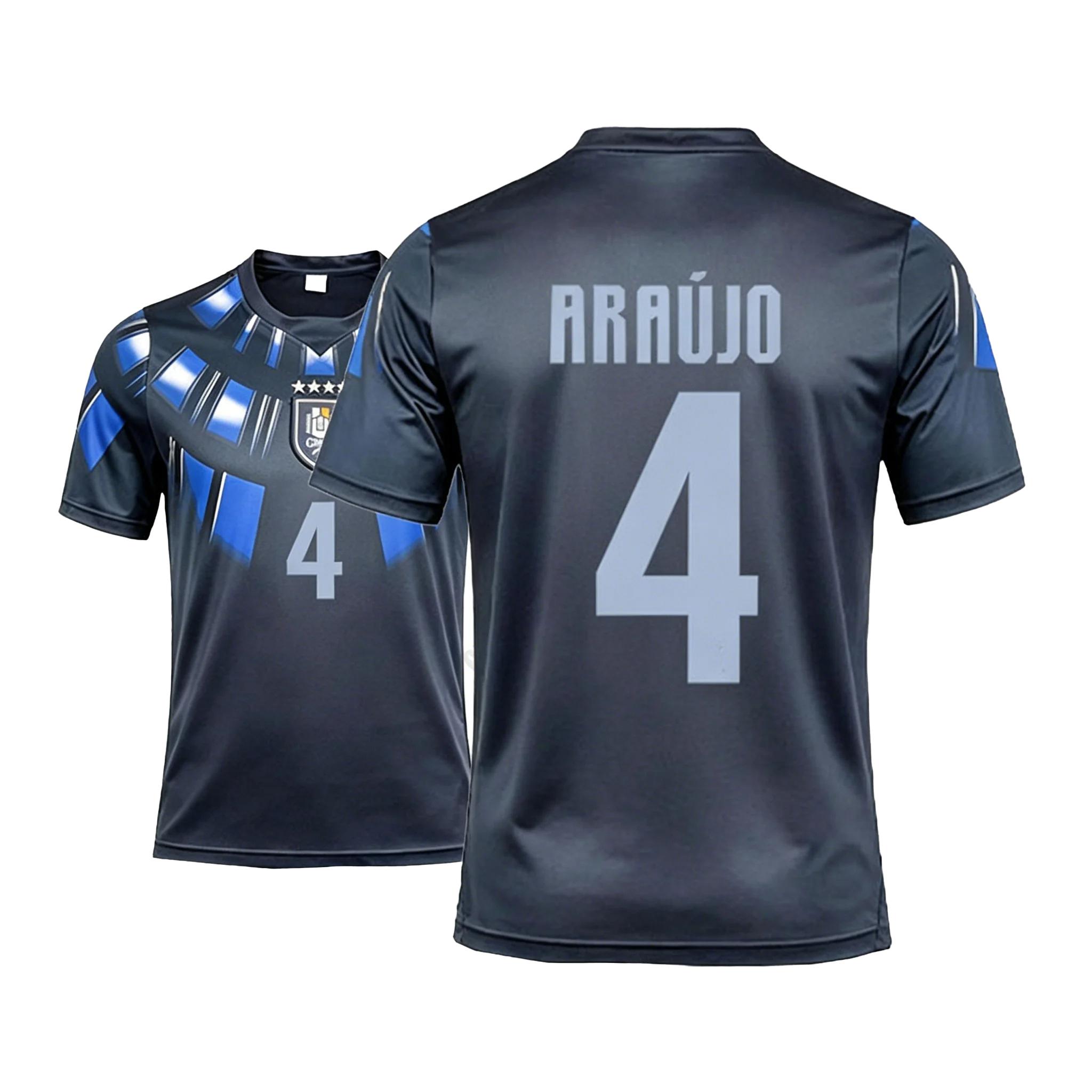

2026 Uruguay National Team Away Jersey, Black Blue Armored Print Soccer Shirt Breathable Football T-Shirt for Sports Training XL червоний