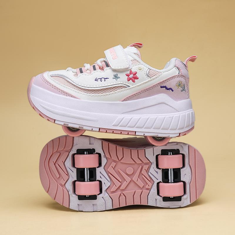 Boys/ Girls Deformed Shoes Four-wheel Dual-purpose Roller Skates Double Row Running Shoes Roller Skates Shoes with Wheels