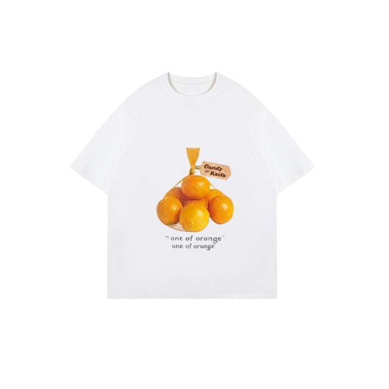 Oversized T Shirt Black Orange Fruit Print With Candy House Text And One Of Orange Quote Casual Everyday Wear