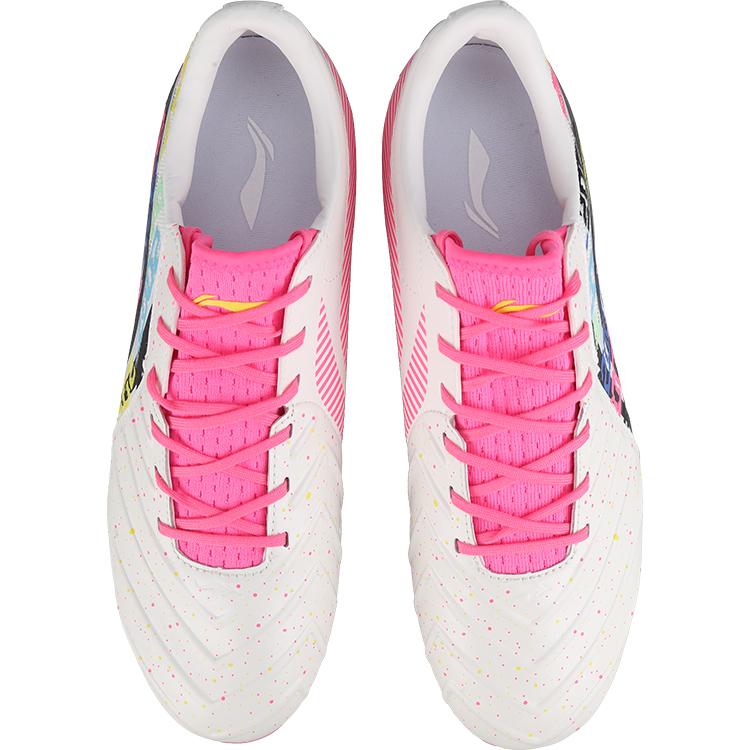 Li Ning Comfortable Versatile Sports Shock Absorbing Lightweight Football Shoes Men Football Shoes Multicolor-Pink YSFT011-5