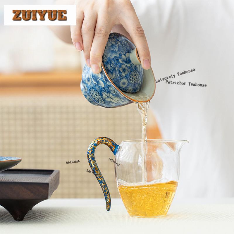 140ml Blue And White Ceramic Gaiwan Boutique Tea Tureen Tea Bowl With Lid Kit Tea Making Cover Bowl Kung Fu Tea Set Collection