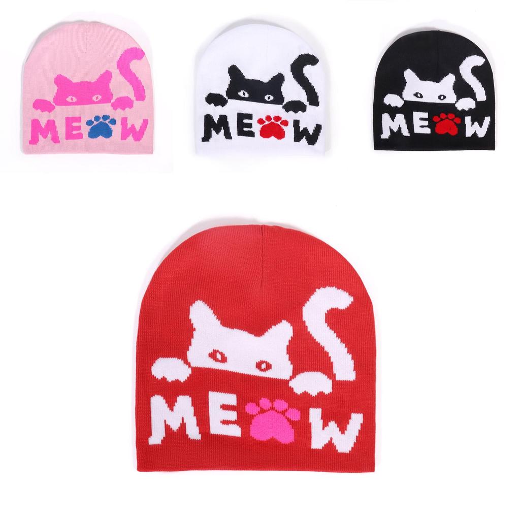 Cat Animal Pattern Knitted Beanie Hat For Women Men With Warmth And Stylish Streetwear For Fall Winter