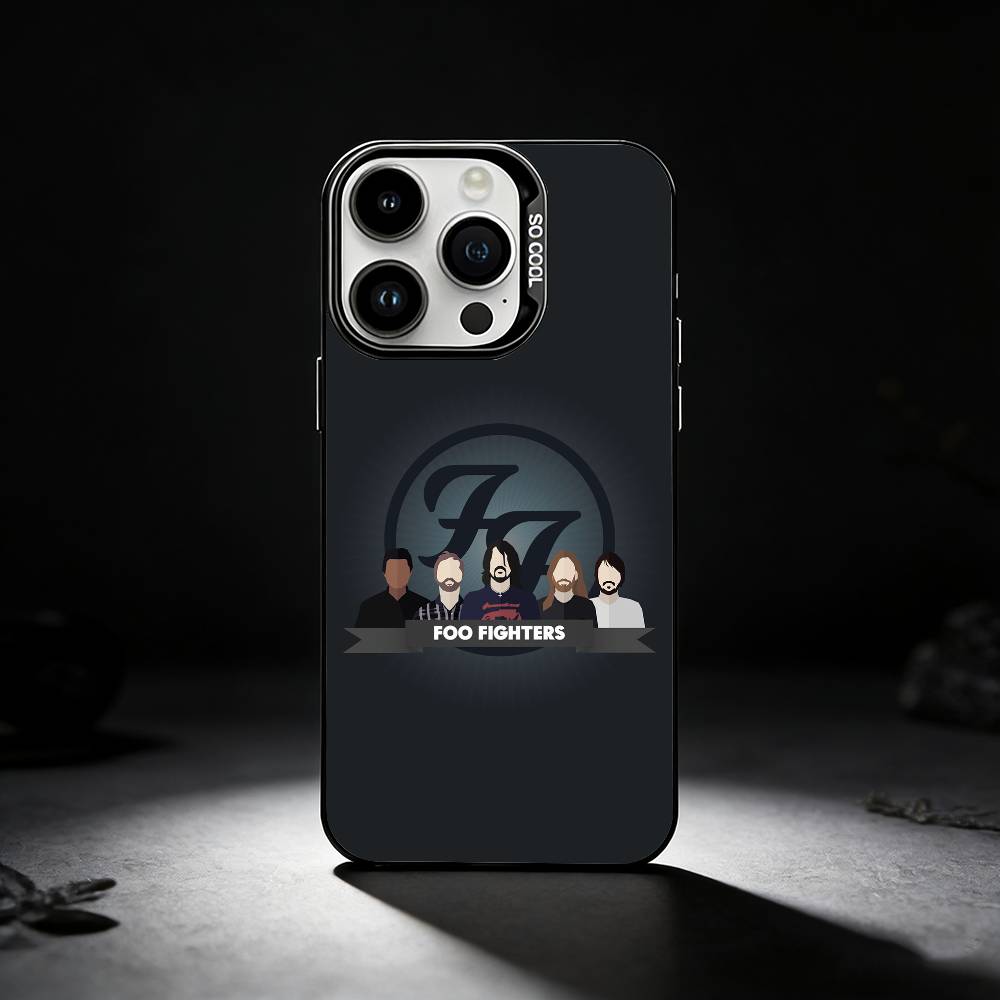 Foo F-Fighters band Phone Case For iPhone 17,16,15,14,13,12,11 Plus,Pro Max,XS,Colored silver phone case