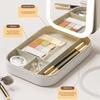 Makeup Storage Bag LED Mirror with Light Cosmetic Mirror Touch Control 3 Color Lighting Dust proof Divided Storage Box