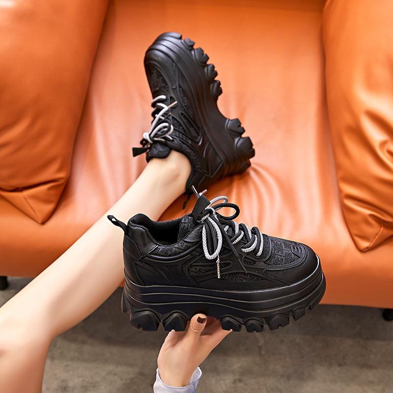 Hot Quality 9cm Chunky Sneakers Platform Shoes Wedge Women Casual Shoes Breathable Summer Shoes Women Fashion Sneakers Spring