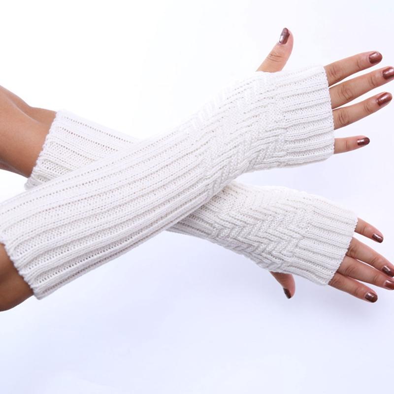 Half Finger Gloves for Typing Winter Knit Gloves with Thumb Holes Women Half Finger Mittens Stretchy Warm Long Gloves