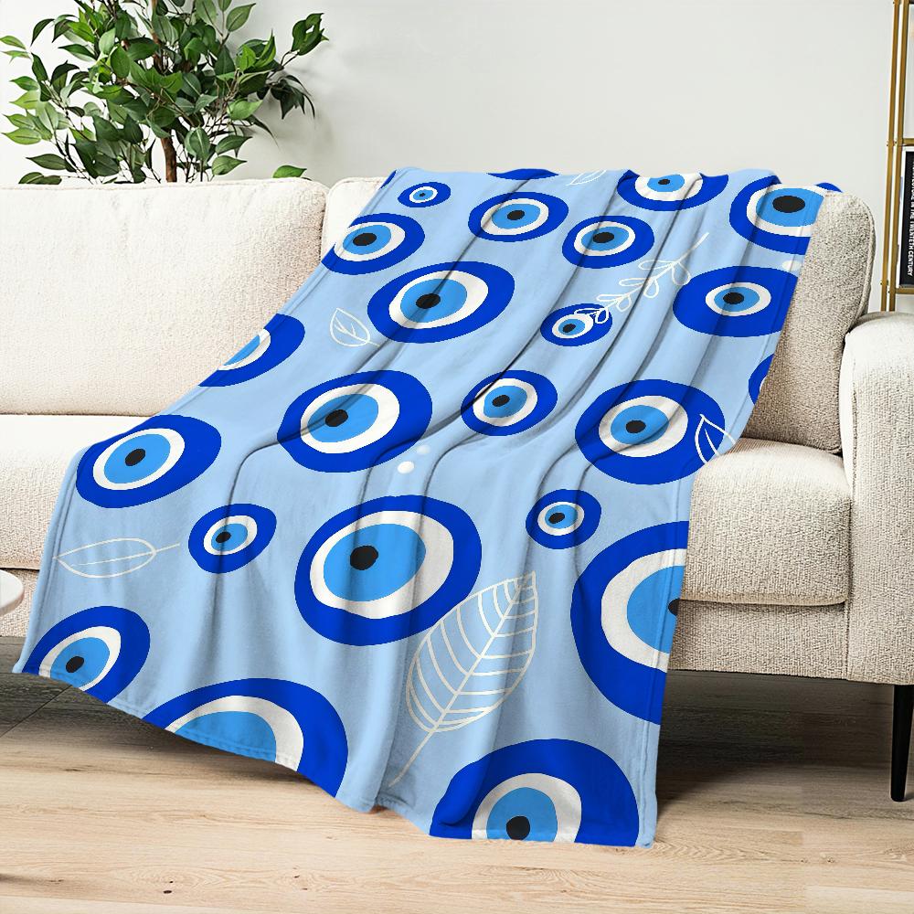 Evil Eye Mystical Bright Eye-catching Lucky Flannel Warm Comfort Soft Plush Blanket for Sofa Living Room Bedroom Travel Gift