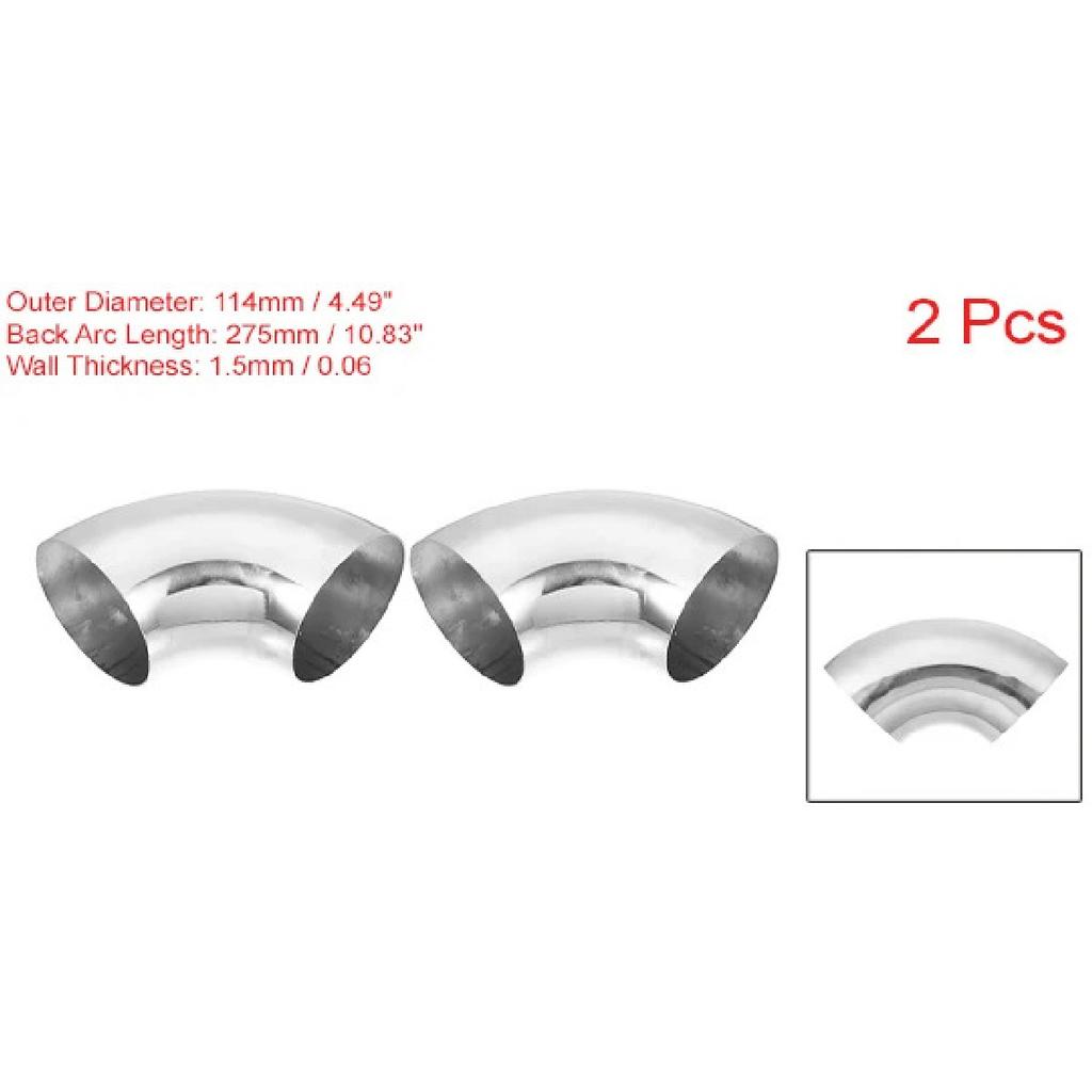 X Autohaux 2 Pc 1.25" 90 Degree Stainless Steel Car Exhaust Elbow Pipe 0.06" Thickness