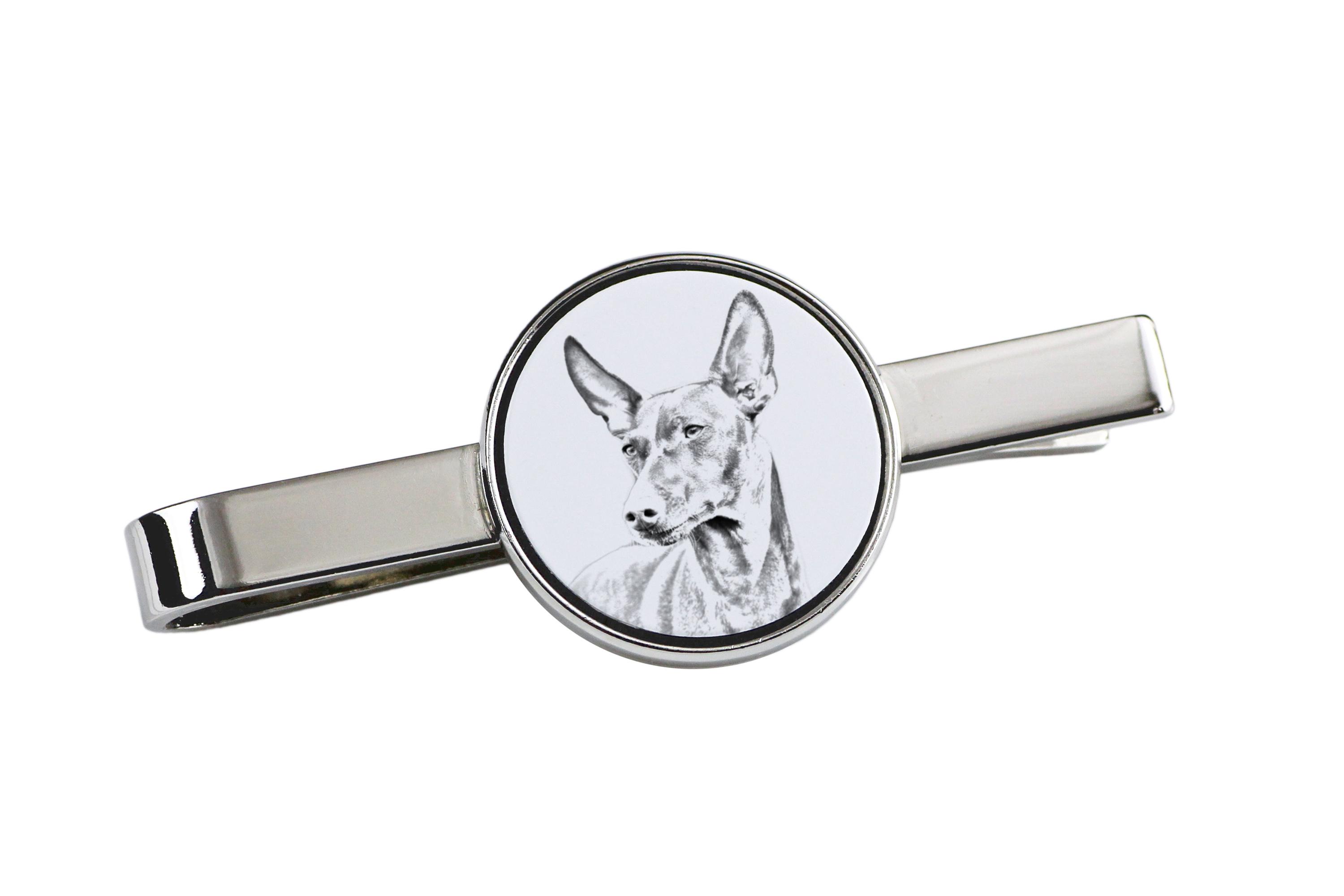

Cirneco dell Etna - tie clip with a dog, personalized tie clip, a unique gift for a man from the Art-Dog brand срібний