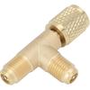 Schnellkupplungs-Zugangstee-Adapter, 1/4'' SAE Ventilkern-T-Adapter Messing Kältemittel mit schwenkbarem Anschluss, Klimaanlagenleitung Reparaturwerkzeuge passend für R22
