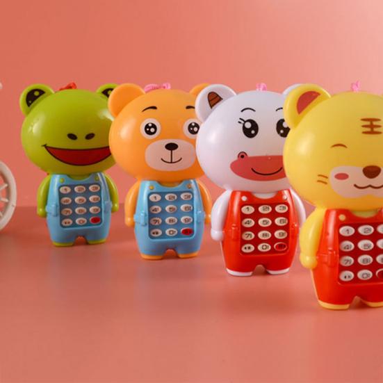 Cartoon Frog Animal LED Music Mobile Phone with Lanyard Educational Kids Toy