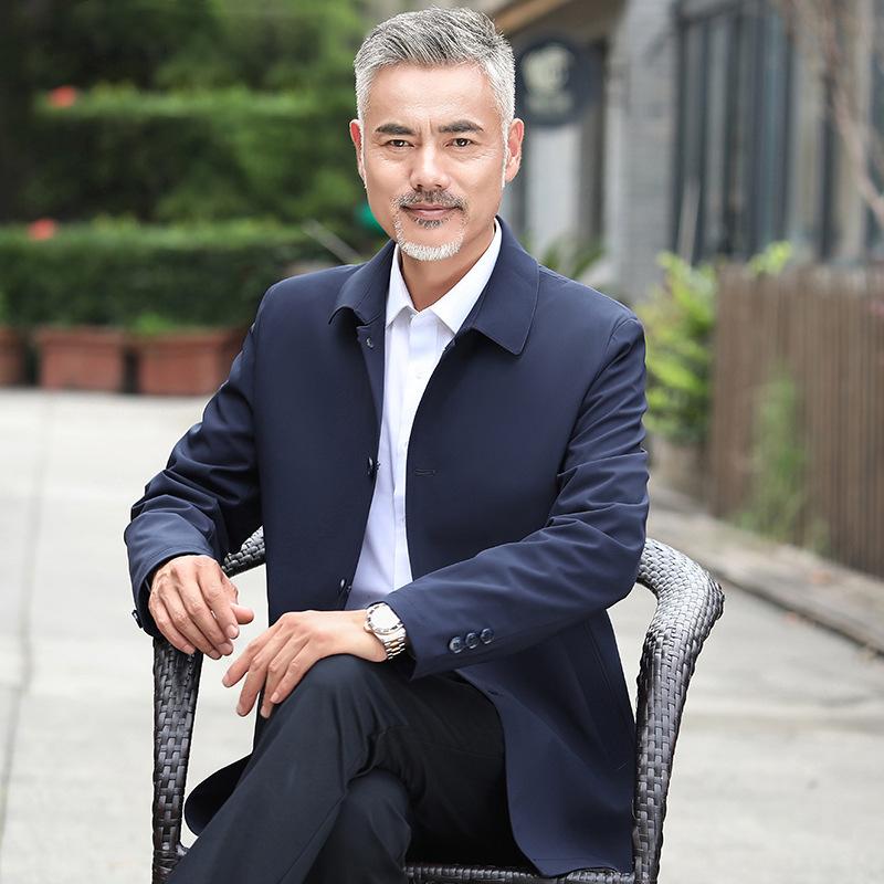 Spring New Middle-aged and Elderly Fashion Jacket, Loose and Comfortable Lapel Jacket, Business Casual Jacket