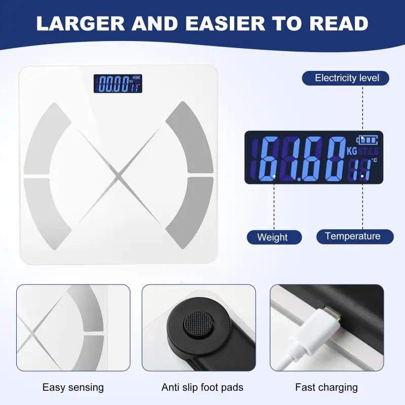 intelligent weight scale, digital bathroom scale BMI weighing body fat scale, with smartphone application