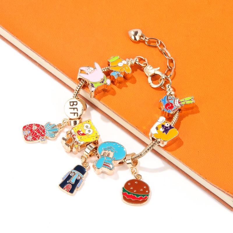 Cartoon Character Alloy Bracelet Kids Adults SpongeBob Patrick DIY Friendship BFF Charm Jewelry