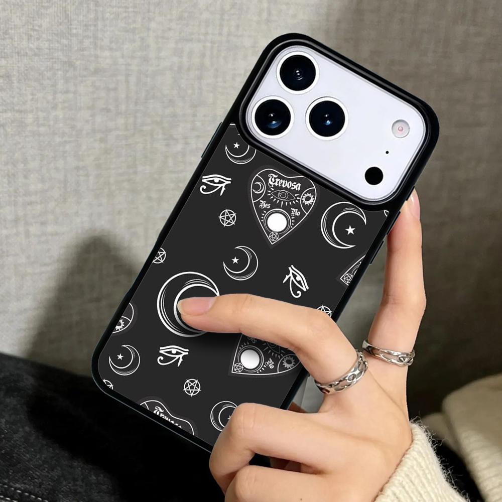 Capa Case for iPhone 17 Air 16 Pro Max 15 Plus 11 13 Mini 14 12 Back Phone Cover Occult Witchcraft Moon Gothic Witch Print