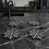Decorative Mats for Party Halloween Spider Web Wooden Coaster Anti-Slip Wood Cup Mat with Figurine Natural Pine Coasters Thermal Insulated