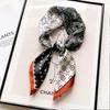 Rose Flower Print Square Scarf for Women Satin Fashion Wraps Neckerchief Female Hair Bands Headband Bandana 70X70CM