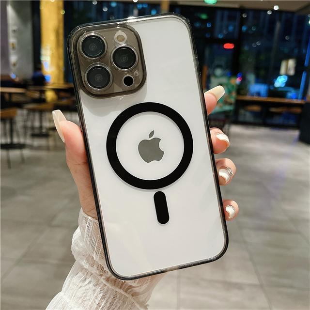 Luksusowy Kolorowy Bumper Przezroczyste Magnetyczne Etui Magsafe na Telefon Dla iPhone 11 12 13 14 15 Pro Max Osłona Ochronna Obiektywu na 14 Plus