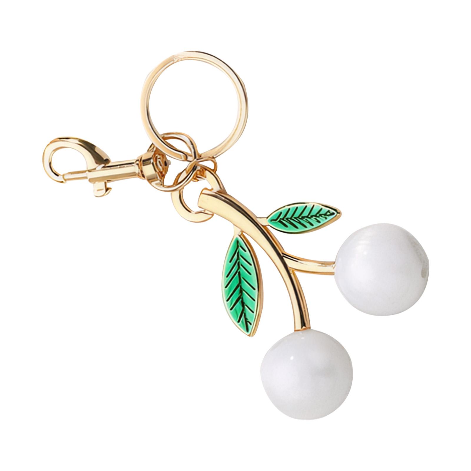 

Блестящий 3D брелок-подвеска в виде вишни, модный аксессуар в форме фрукта, портативное украшение для сумки для женщин белый