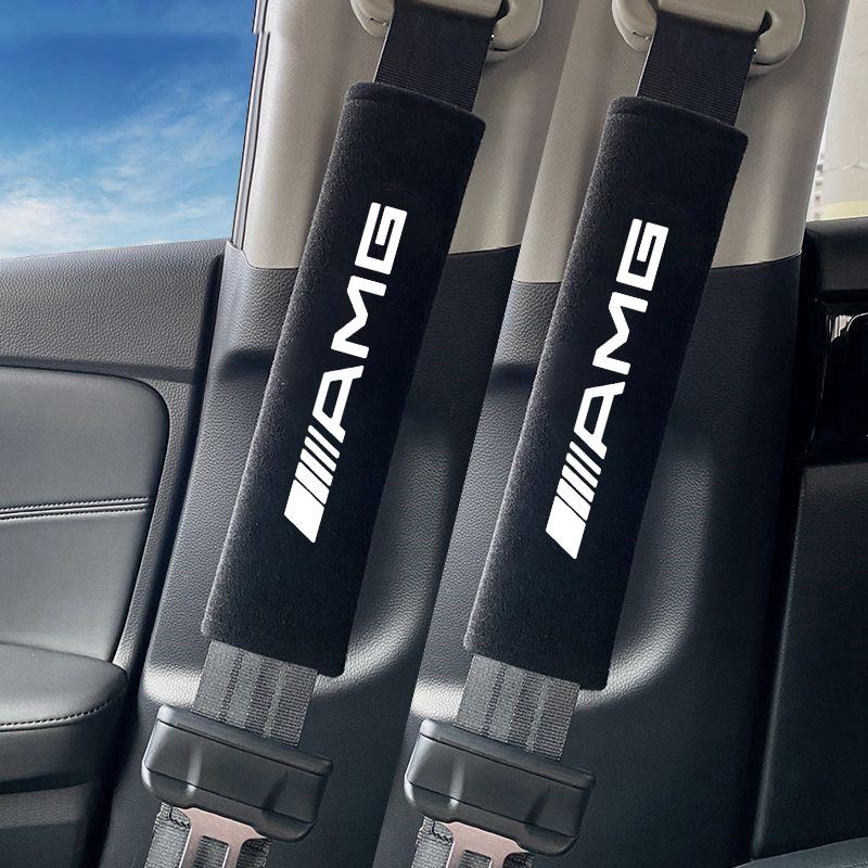 YDC4   2Pcs Car Interior Seat Belt Protector Cover Auto Accessories For Mercedes Benz AMG A C E S Class W203 W220 W206 W205 W211 C260 