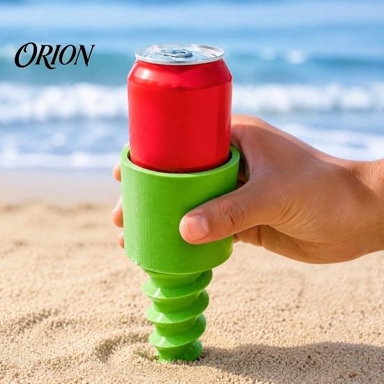 Ground Beverage Stake Beach Sand Cup Holder, Stable Spiral Screw-in Stake, 3D Drink Holder Print Portable Coaster for Lawn Picnic And Camping Garden